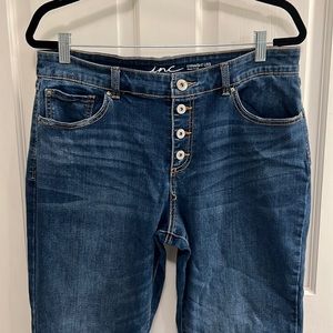 INC Size 14 high rise flare cropped jeans